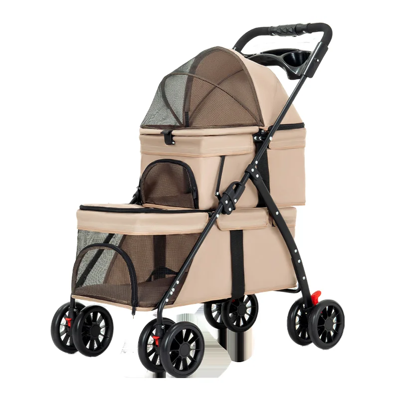 

Double Layer Four-wheel Eco-friendly Foldable Pet Strollers for Dogs 15kg Capacity Light Outdoor Use