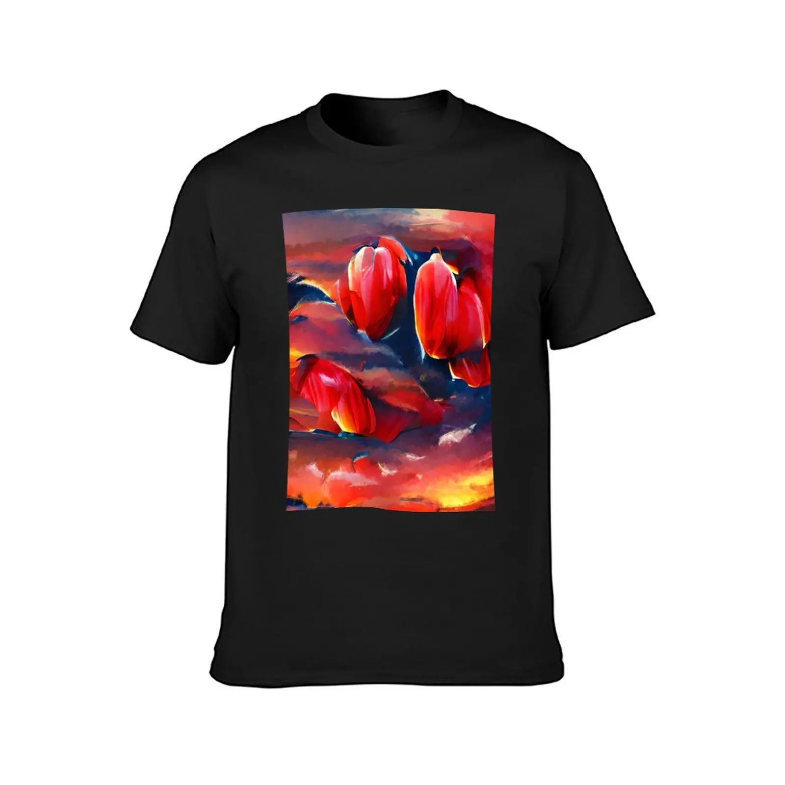 Tulip Flowers at Sunset T-Shirt plus sizes summer tops Short sleeve tee mens t shirts pack