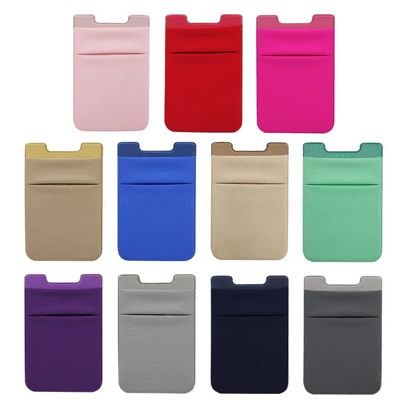 Étui en silicone mince pour téléphone portable pour hommes et femmes, porte-carte d'identité, carte de crédit, autocollant arrière en poudre, portefeuille mince, 1PC