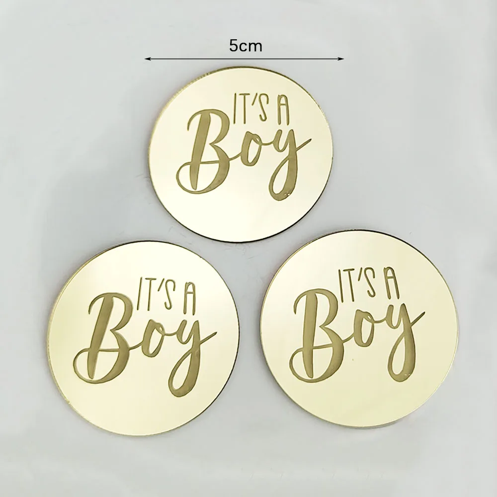5/10 Stück Oh Baby Cake Topper Es ist ein Junge Mädchen Cupcake Topper Gold Acryl Kuchen Dekoration für Babyparty Geschlecht offenbaren Party – Detail 2