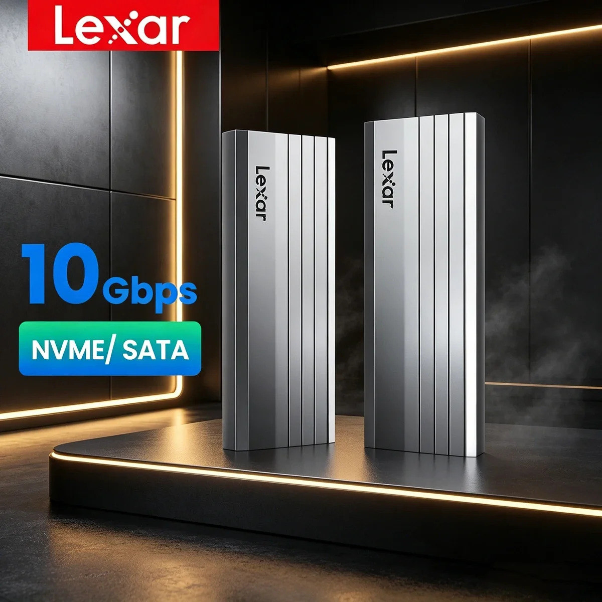 Lexar E300 NVMe Case Aluminum Alloy Enclosure USB 3.2 Gen 2 10Gbps Supports NVMe Dual Protocol Compatible with M and B+M
