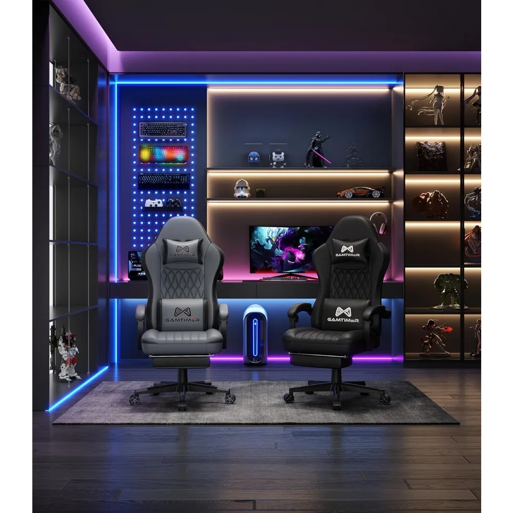 Gaming Chair with Footrest, Ergonomic Computer Chair, PU Breathable Material with Headrest and Lumbar Support