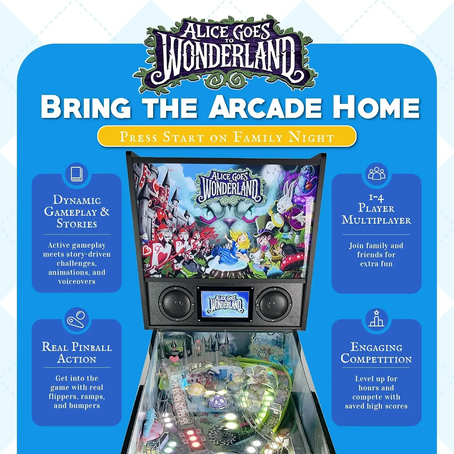 Alice Goes to Wonderland Pinball with LED Lighting, Custom
