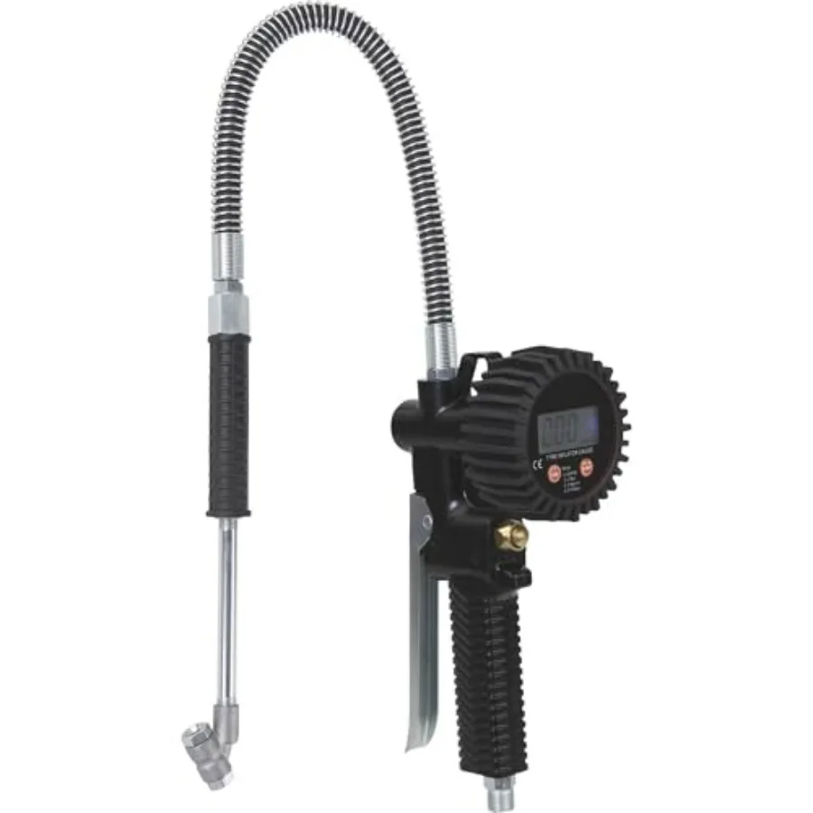 

Digital Truck Tire Inflator Gauge for Heavy Duty Trucks with High Precision Digital Display and Durable Metal Body in Black for
