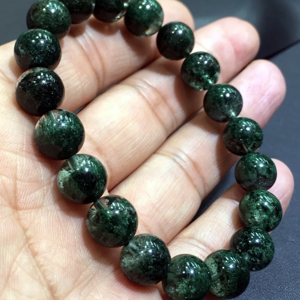10mm Natural Green Garden Quartz Bead Bracelet Crystal Yoga Reiki Healing Fengshui Stretch Female Holiday Gift 1pcs