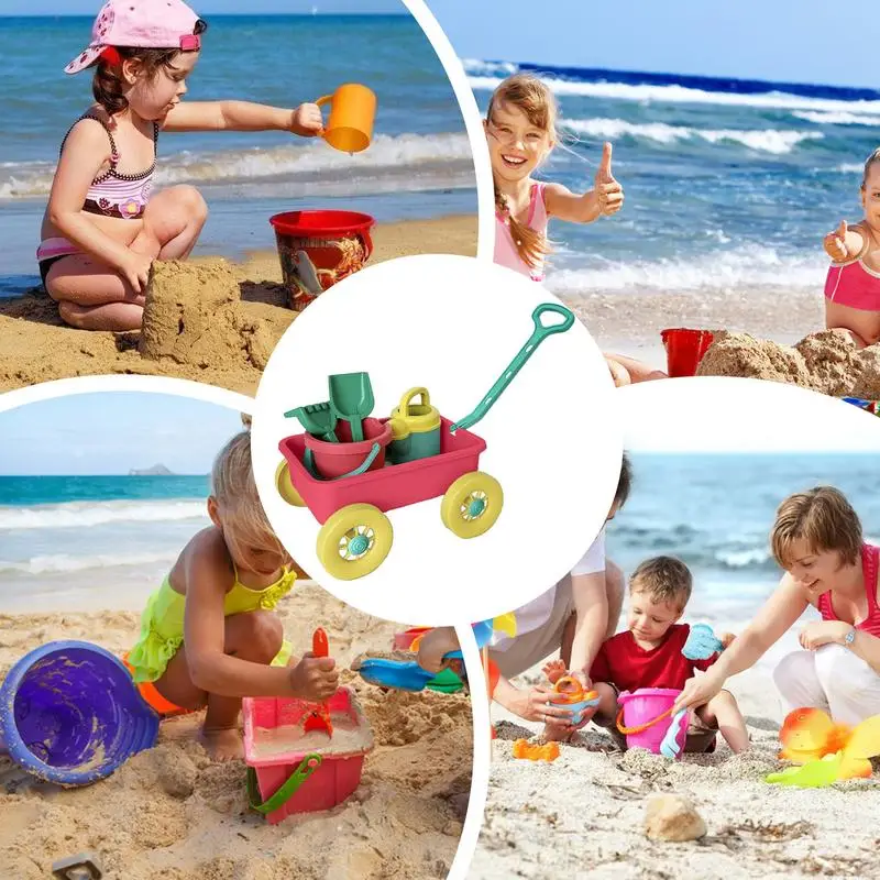 Jouets de plage pour tout-petits, jouets d'apprentissage précoce avec chariot, 8 pièces, ensemble de jeu amusant en plein air pour bord de mer, plage, Camping extérieur