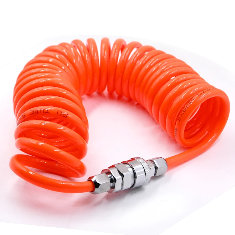 8mm x 5mm Quick Connector Polyurethane Tube Pipe PU Hose12M Length Orange 1/4