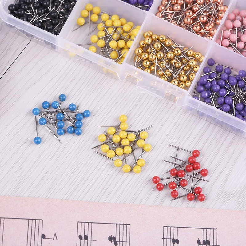 900pcs Thumbtack Map Tacks Wall Pin Round Head Tack with Steel Point for Cork Board Travel Map Craft DIY in Office School