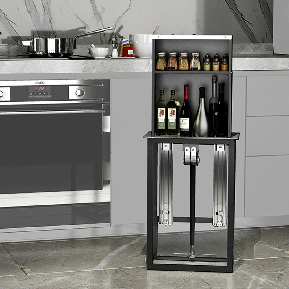 -oo Kitchen Furniture Electric Lift Stainless Steel Seasoning Cabinet for Kitchen Home Storage Pull Down Lifting Basket