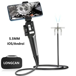 5.5mm 180° Steering Articulation Industrial Borescope Endoscope Cars Inspection Camera With 6 LED for iOS / Android