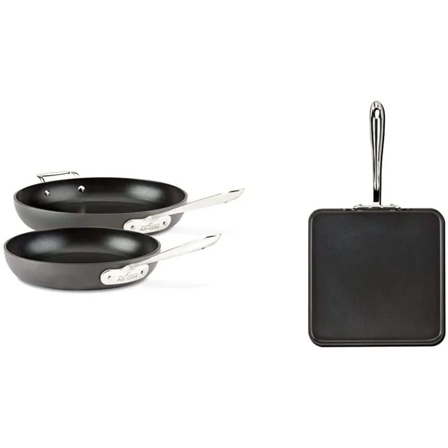 

HA1 Hard Anodized Nonstick 2 Piece Fry Pan Set 10 12 Inch Induction Pots and Pans Cookware Black and HA1 Hard Anodized Nonstick