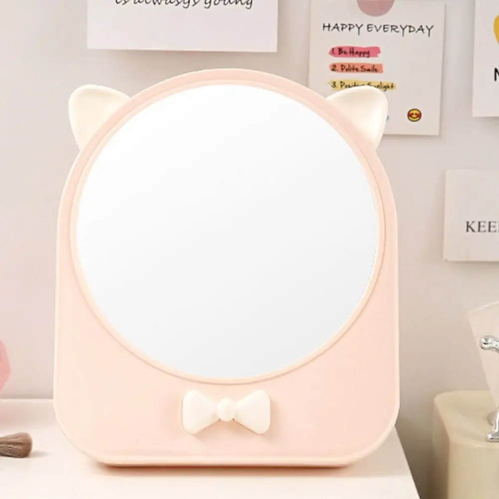 With Cosmetics Storage Box Makeup Mirror High Definition Dustproof Makeup Case Mirror Waterproof Cat Ear Dressing Mirror