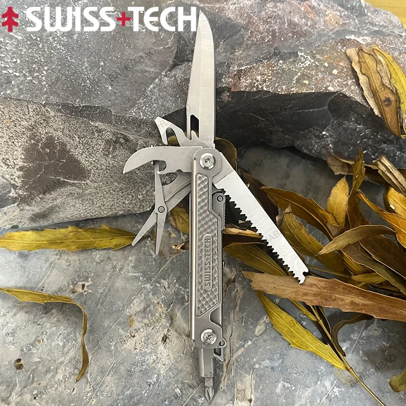 SWISS TECH 11 In 1 Mini Multitool Folding Knife EDC Outdoor Pocket Portable Knife Outdoor Camping Survival Equipment