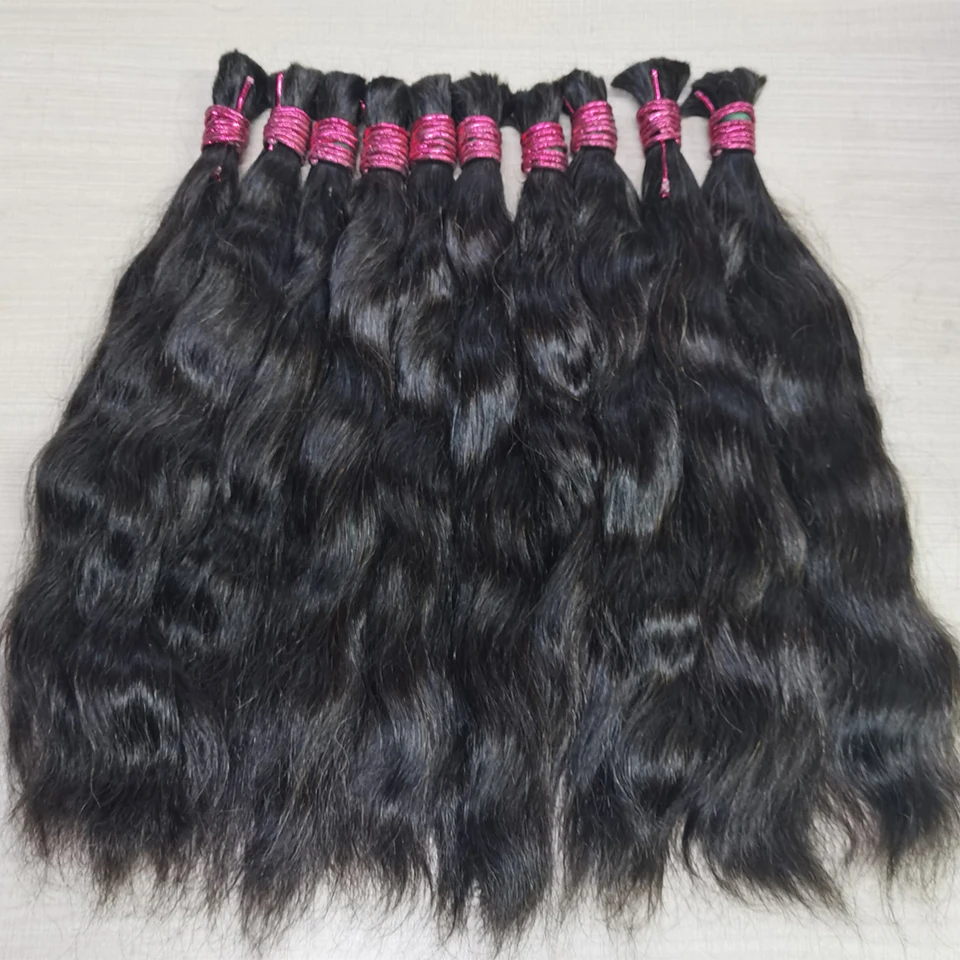 Human Hair Bulk Unprocessed India 10A Hair Bundles Extensions Peruvian Brazil human hair Real Remy Beauty Virgin Black Straight