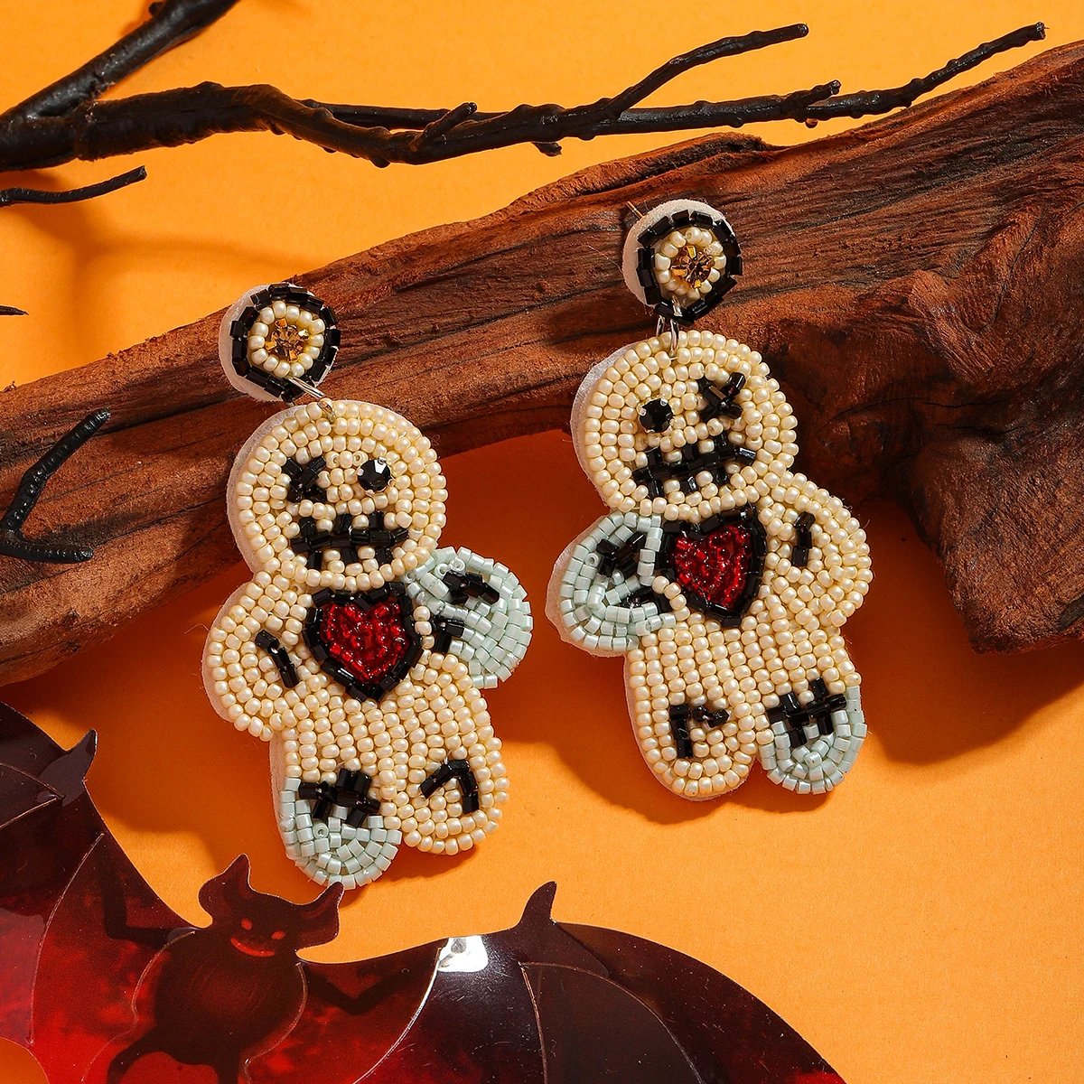 

Creative Halloween Gingerbread Man Dangle Earrings For Women Bohemia Handmade Seed Beads Charm Jewelry Holiday Funny Decorations