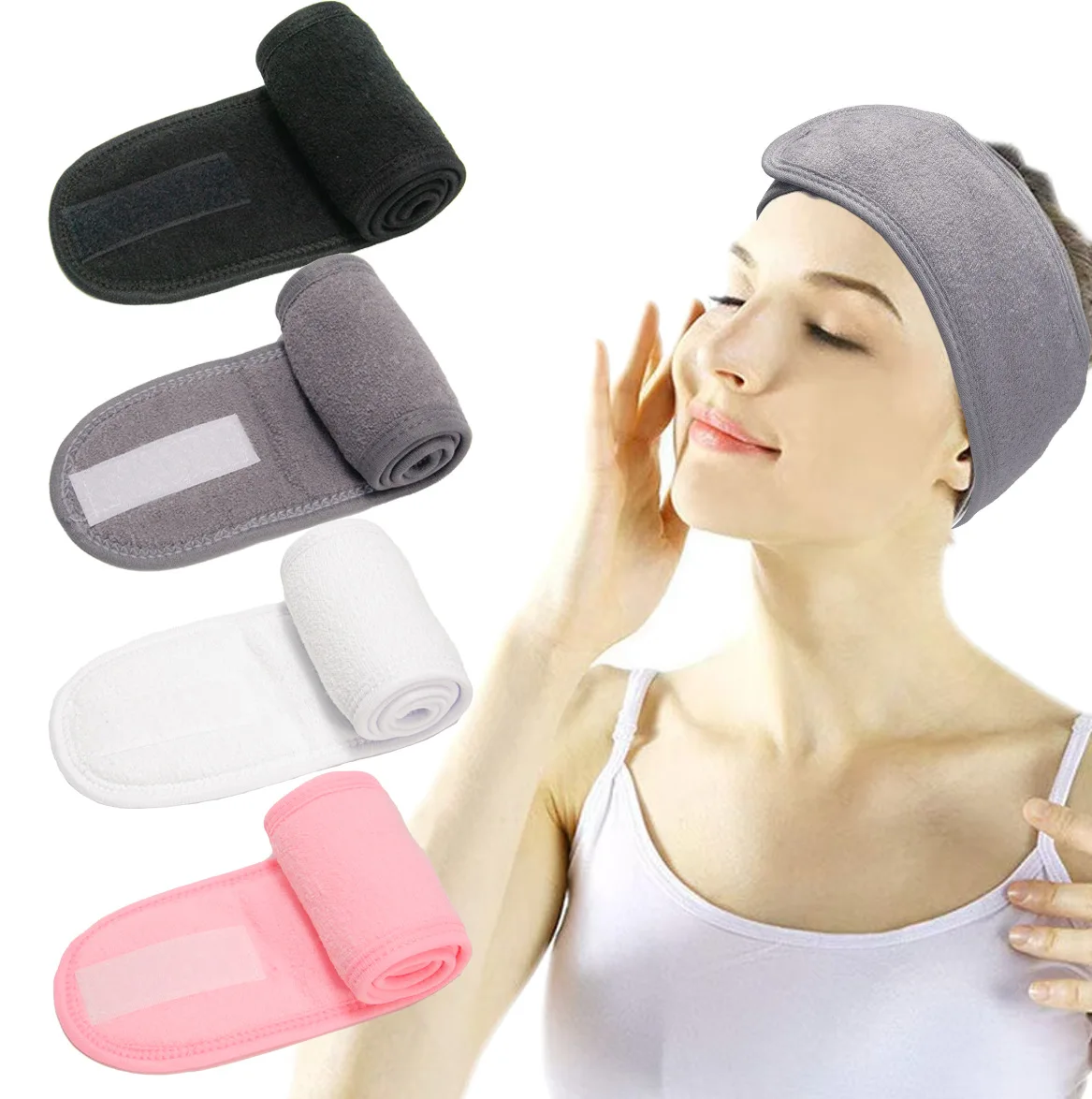 

Adjustable Velcro Sports Yoga Women's Headband Accessories Face Washing Bath SPA Facial Adjustable Headband