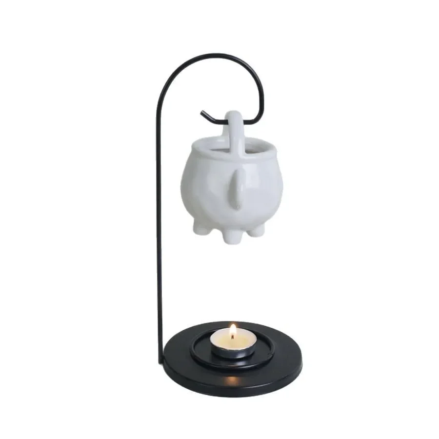 1pc Essential Oil Burner with Iron Hook, Ceramic Aromatherapy Decor, Indoor Fragrance Ornament (Without Incense)