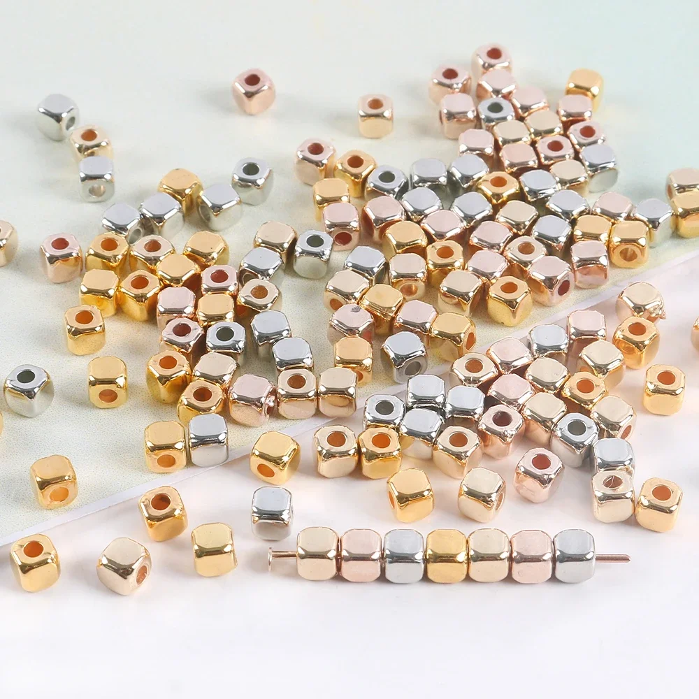 3-4mm CCB Square Loose Spacer Beads Rose Gold Color Seed Beads for DIY Jewelry Making Bracelets Necklace Accessories