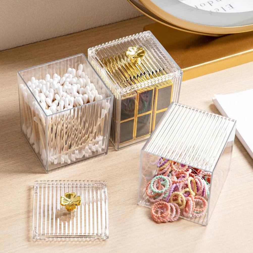 

Storage Box Vanity ganizer Clear Container Cotton Swab Holder Desk Tidy Dustproof Moisture Resistant Single Compartment