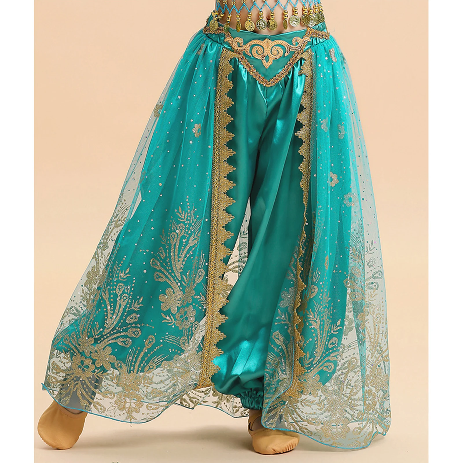 Kids Girls Belly Dance Harem Pants Tribal Arabic Dancing Performance Trousers Carnival Party India Bollywood Lantern Bloomers