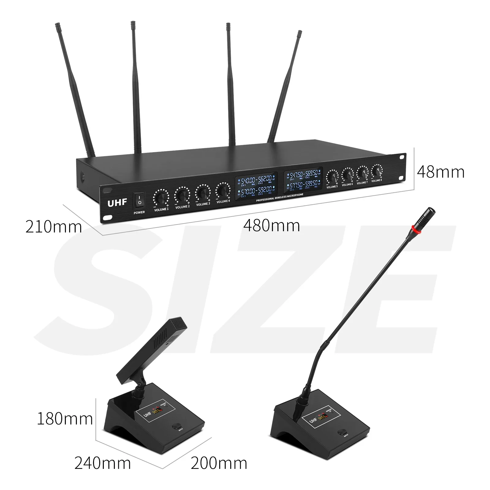 TLF Xtuga Professional 8-Channel Wireless Microphone Desktop Conference Gooseneck Condensateur Cardioid Polar OEM Supported Plas