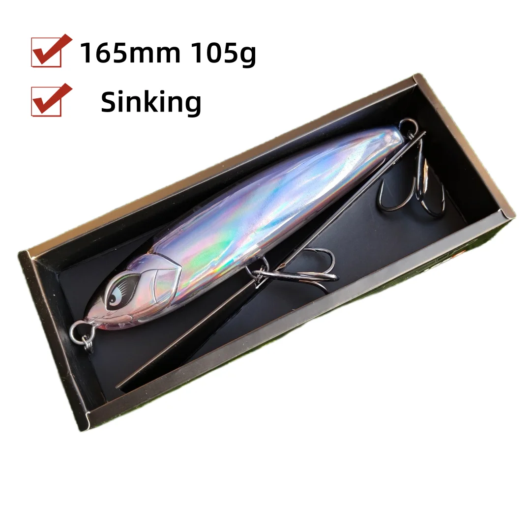 Noeby 165mm 105g Swim Stickbait TopWater Lure Fishing Wooden GT Tuna Trolling Pencil Artificial Sinking Long Casting Wobblers