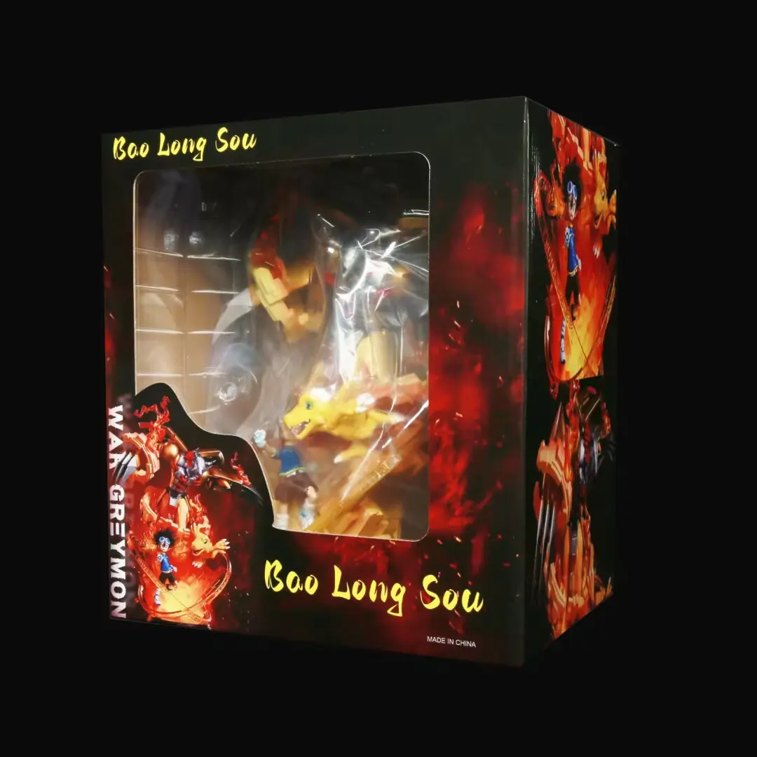 Digimon Figure Greymon Figures Luminescent Statue 32cm Anime Figurine Collection Model Desk Ornaments Kids Toys Birthday Gifts