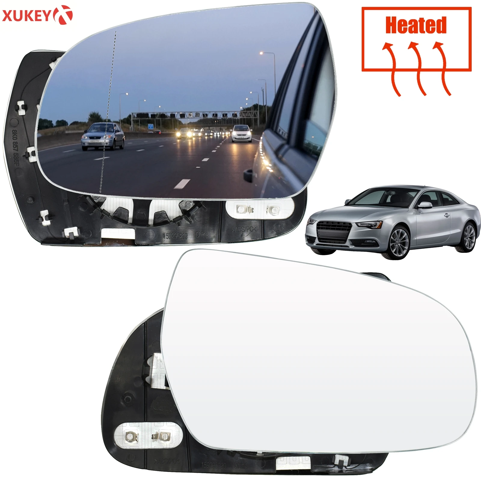 

For Audi A3 2010 - 2013 A4 B8.5 B9 2013-2016 A5 2010-2016 Left Right Driver Passenger Side Door Wing Mirror Glass Heated Chrome