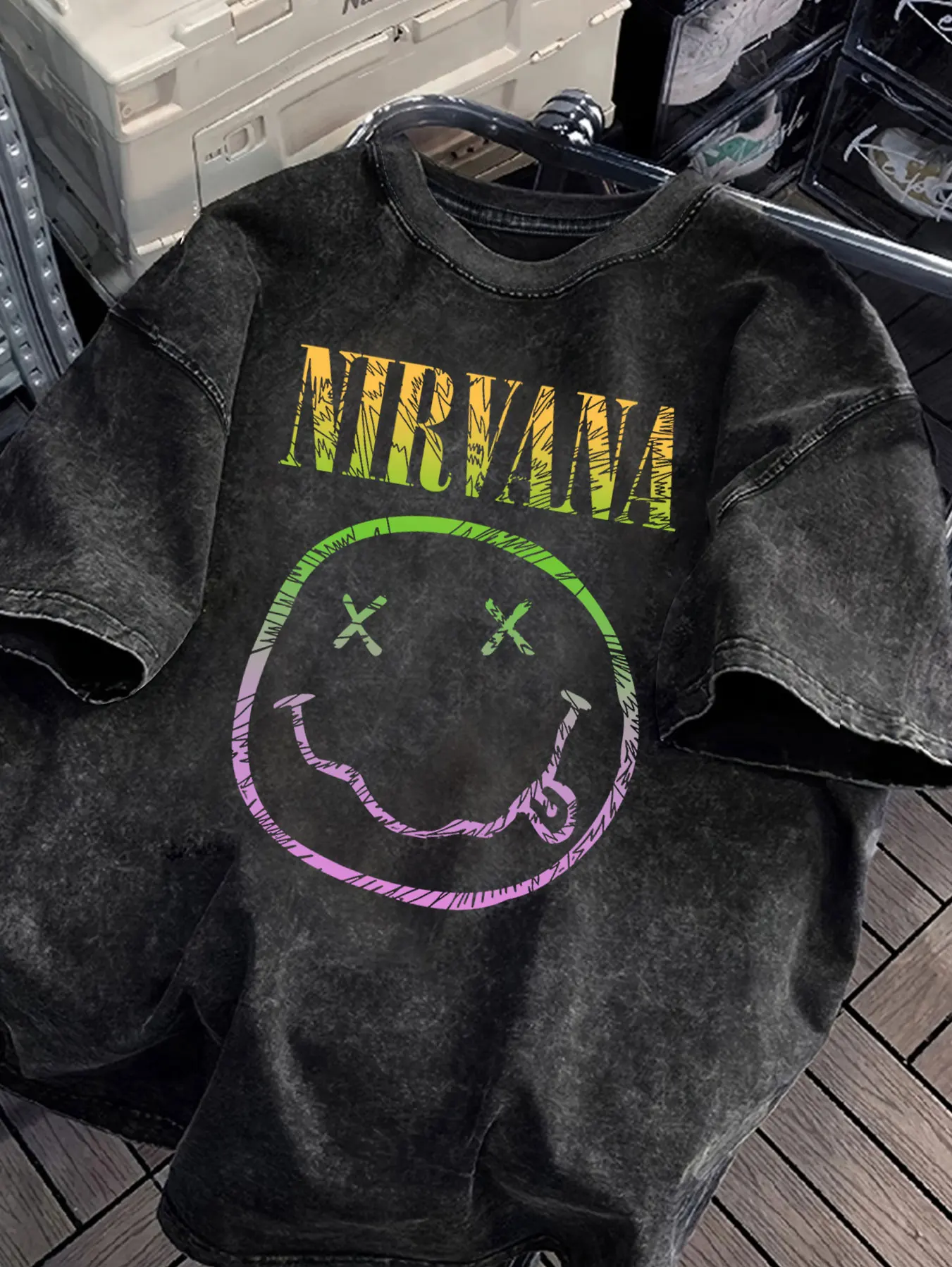 Hot Selling Rock Band Nirvana Angel in Utero Graphic Print T-shirt Women Men Vintage Washed Cotton Oversized Top Summer New Tee