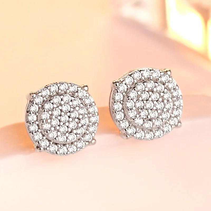 New fashion trend S925 silver full diamond inlaid 5A zircon high-end light luxury ladies short earrings