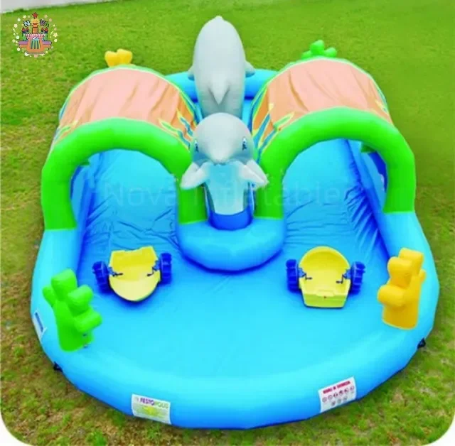 

Games Children Indoor Inflatable Water Game - Inflatable Airtight Dolphin Pool Water Play Equipment With Bumper Boat
