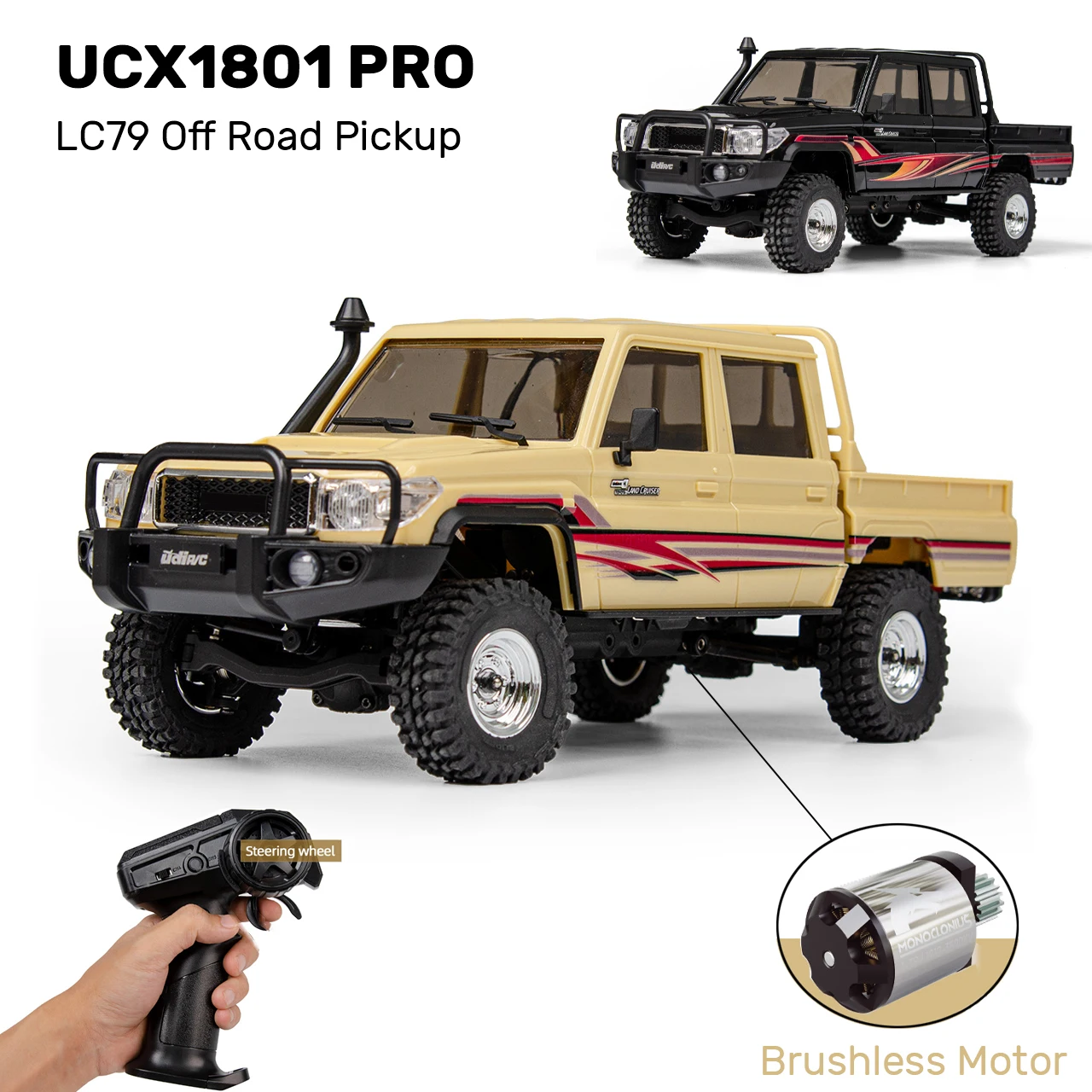 UCX1801PRO UCX2404PRO 1/18 LC79 RC Car 2.4G 4WD Off-Road Brushless Electric Pickup Truck Remote Control Car Model Gift for Adult