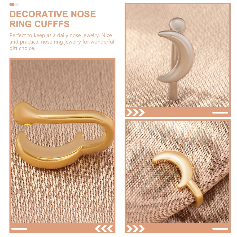4 قطعة غير ثقب القمر الأنف خواتم الأصفاد مادة سبيكة لا ألم ارتداء مريح كليب على الأنف مجوهرات لافتة للنظر