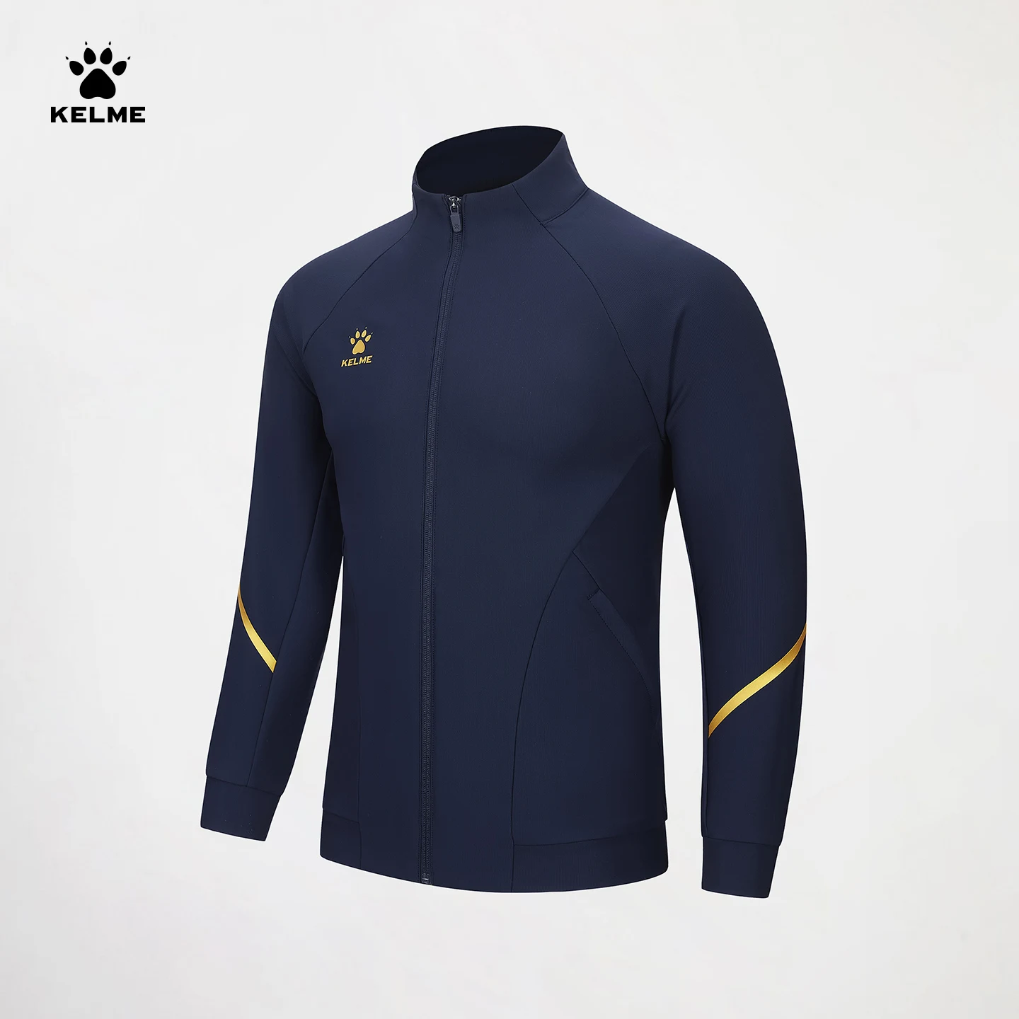 

KELME Вязаная куртка для бега, спортивный кардиган на открытом воздухе, индивидуальная командная форма, ветрозащитная универсальная тренировочная куртка с воротником-стойкой