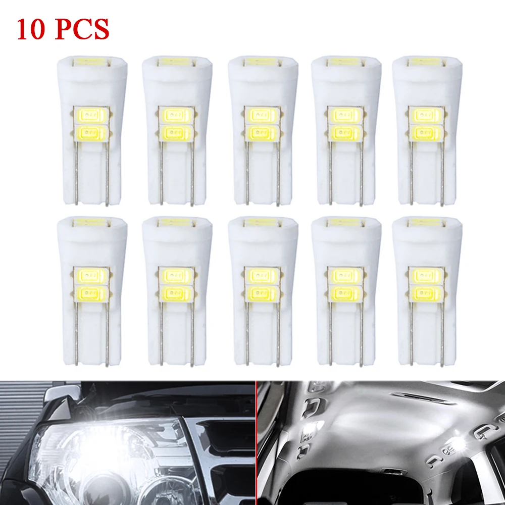 

10PCS T10 W5W 194 168 Car Led Ceramic Side Light Interior Dome Parker Tail Clearance Trunk Lamp White 6SMD 5630