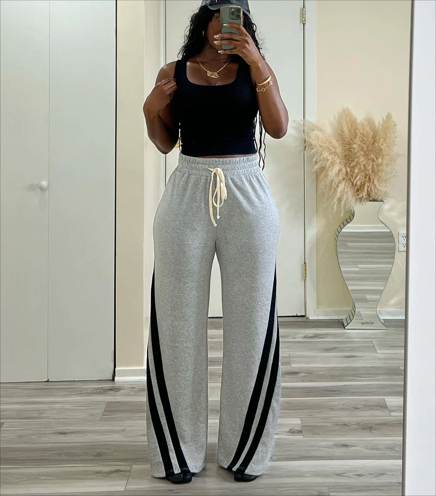 

Chic Women Long Pants High Waist Drawstring Loose Striped Sport Jogger Sweatpants Spring Summer Streetwear Trousers 2025