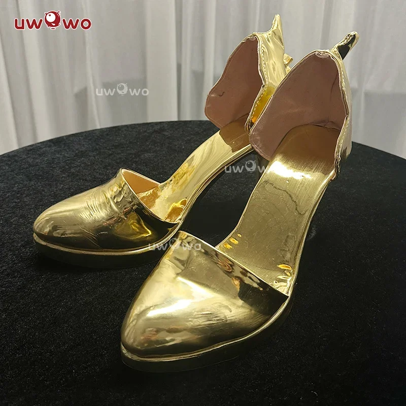 UWOWO Burnice Whita Scarpe Gioco Zenless Zone Zero ZZZ Burnice Whita Scarpe Cosplay Taglia 35-45 Scarpe con tacco alto dorate Halloween S @ 0Z *