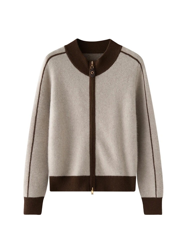 

Elegant Autumn Winter Woman Sweater Light Luxury Female 100% Cashmere Knitted Cardigan Long Sleeve Clothing Tops Lady Outerwear
