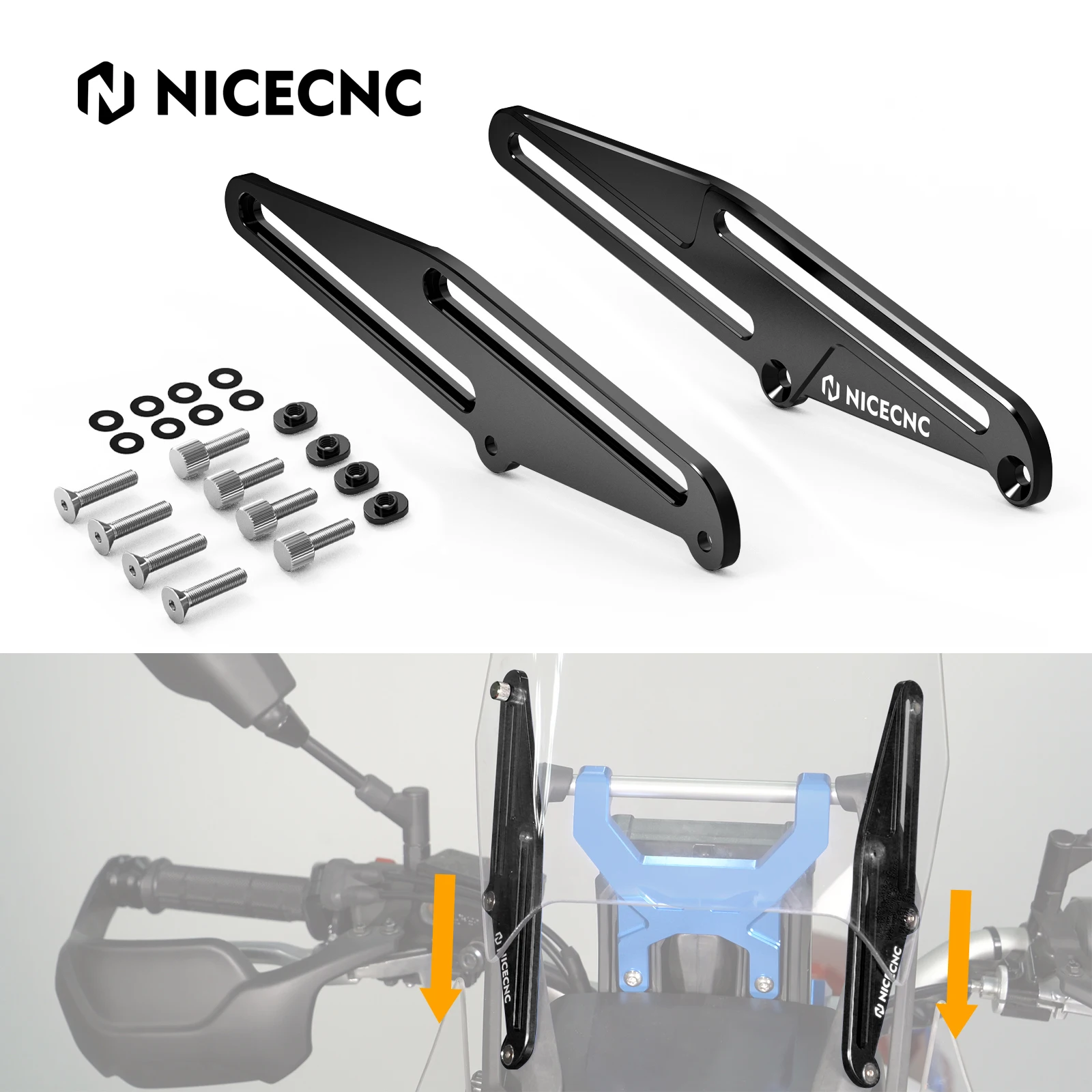 

For 2022 Yamaha Tenere 700 WR Windscreen Support Bracket Windshield Lift Brackets for Yamaha Tenere 700/Rally XTZ700 2019-2024