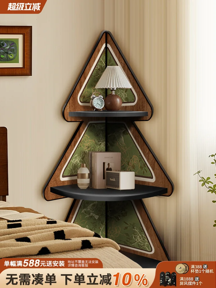 

Nanyang retro style corner cabinet, bedroom ornament, bedside table, triangular bookshelf, storage cabinet, locke