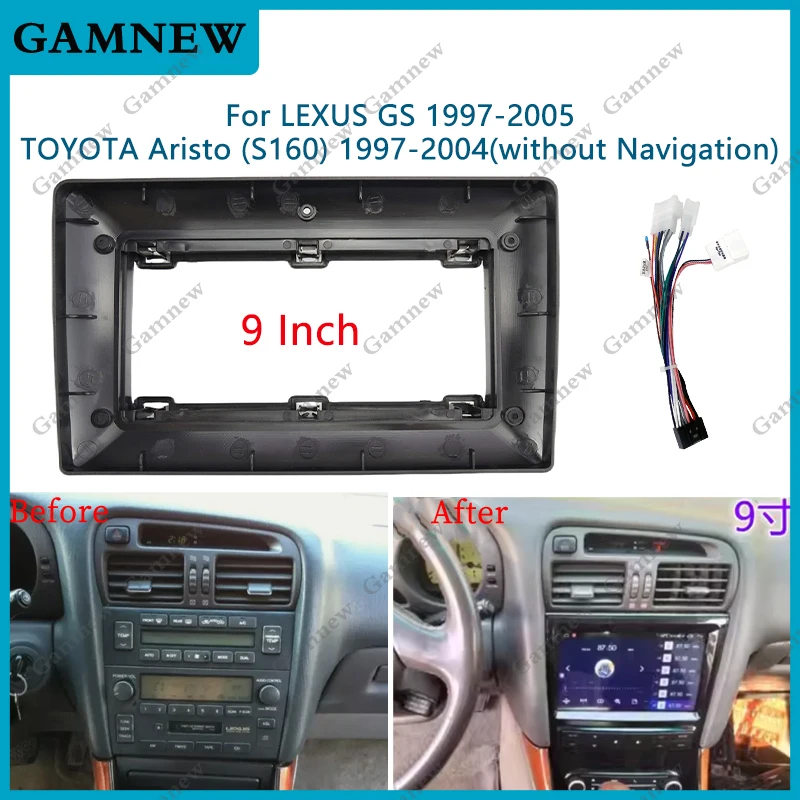 9 Inch Car Frame Fascia Adapter Android Radio Dash Fitting Panel Kit For Toyota Aristo 1997-2004