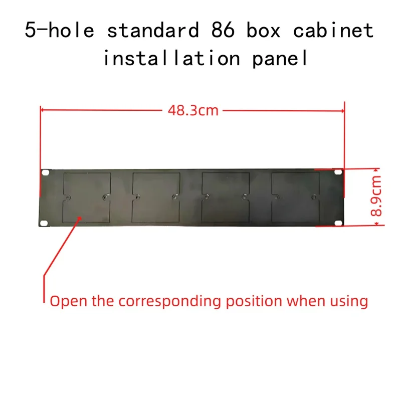 1 Piece of 2U 19inch Cabinet Metal Panel, Type 86, with 5 Positions and Knock-Out Hole Design for Flexible Use, Server Network Cabinet Socket Installation Panel, Cabinet Power Socket Panel, 86 Box Rack Panel, Server Cabinet 86 Module Panel, 5-Position 86 Cabinet Metal Panel, Product Only Includes the Metal Panel, Does Not Include Sockets or Switch Modules