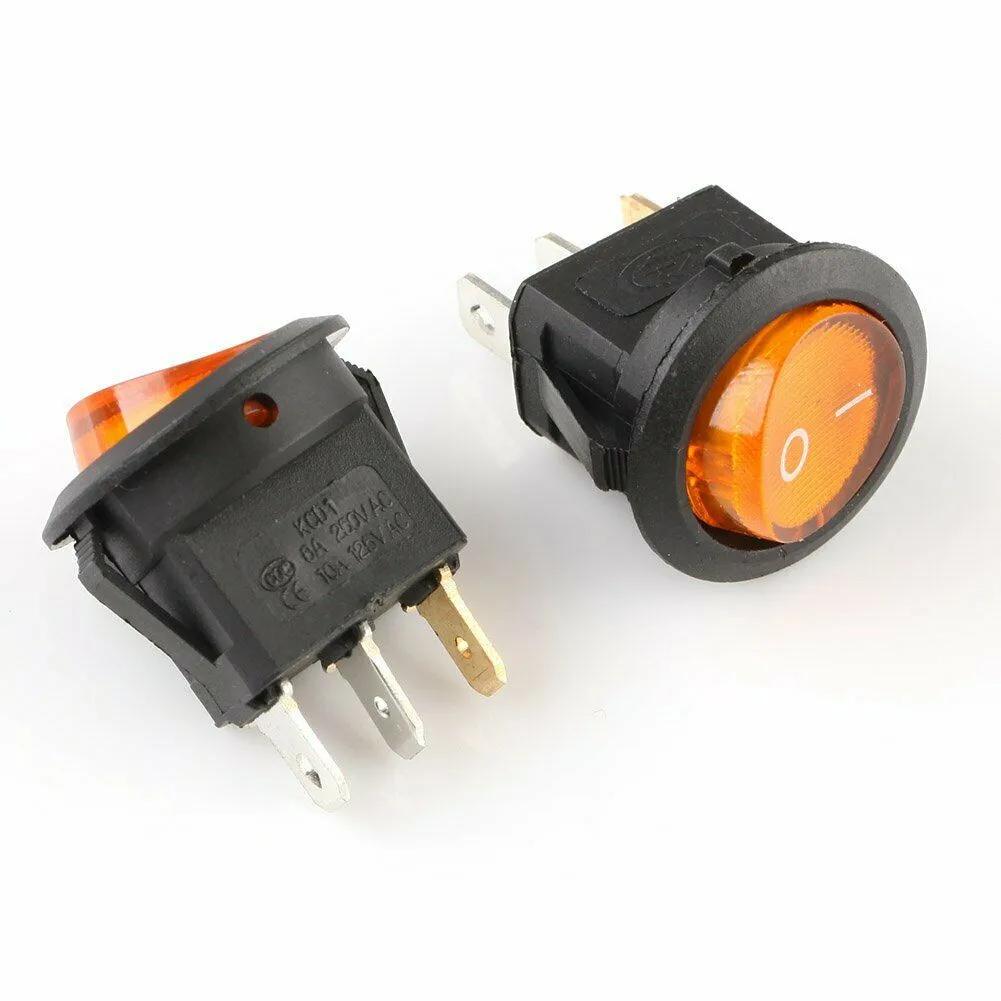 Bundle of 20 12V ON/OFF Rocker for toggle Switch SPST LED Illuminated Round Shape for Vehicle Marine Van Electrical Use