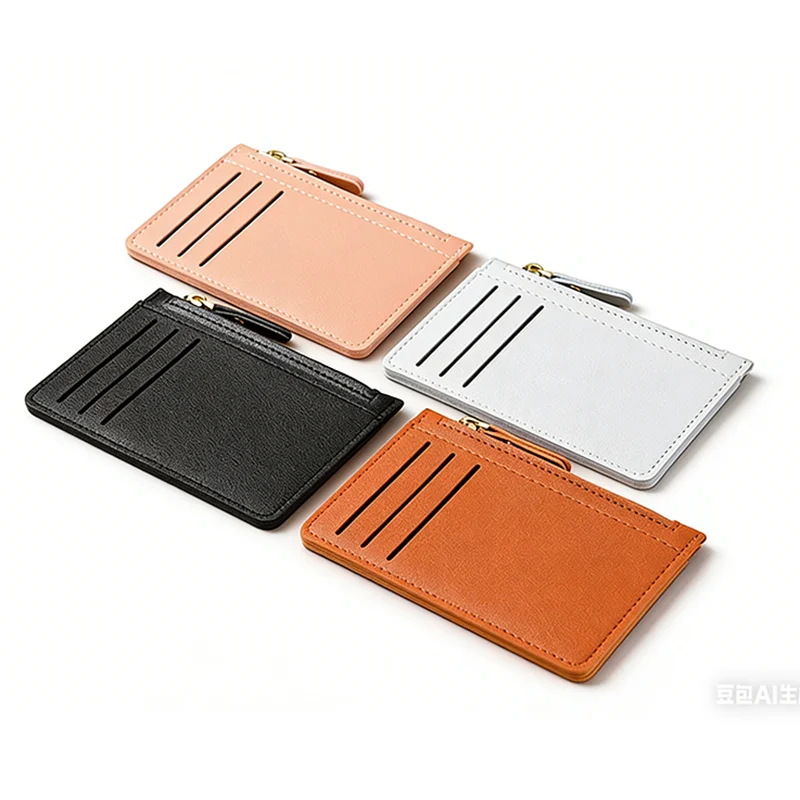 Mini Zipper Card Bag Slim ID Bank Purse Wallet Credit Organizer Portable Small Slim Ultra-thin Short Purse for Men Women