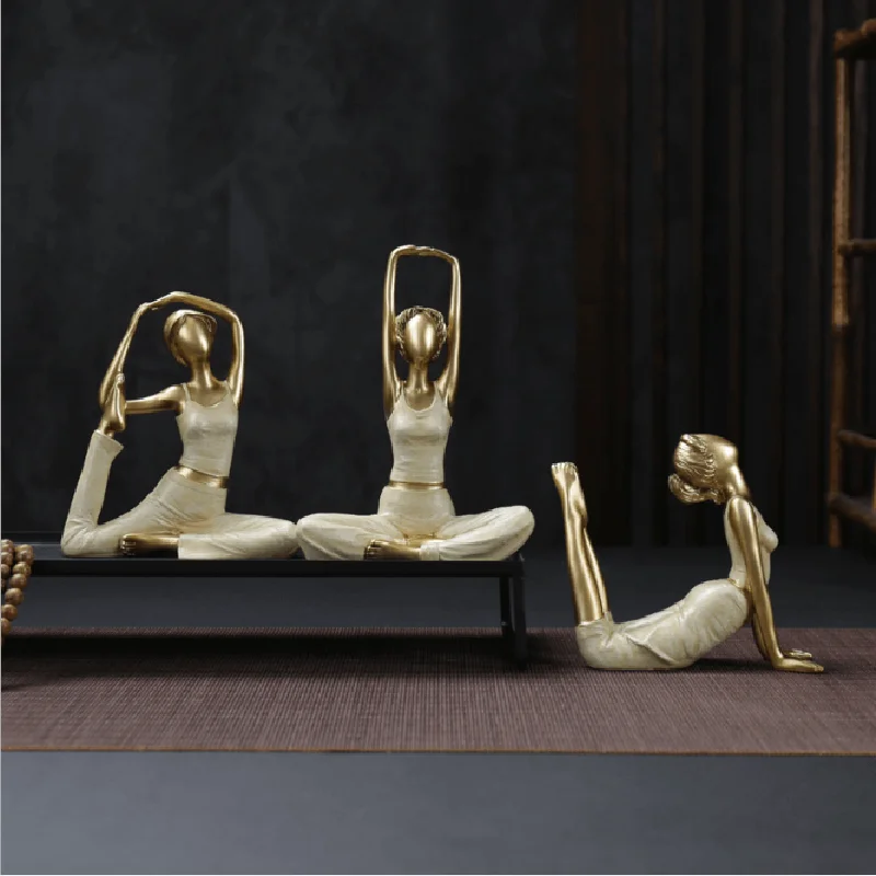Home Decoration Yoga Pose Figurine Statue Art Abstract Meditation Scuplture Decorative Resin Girl Bookshelf Decor Gift