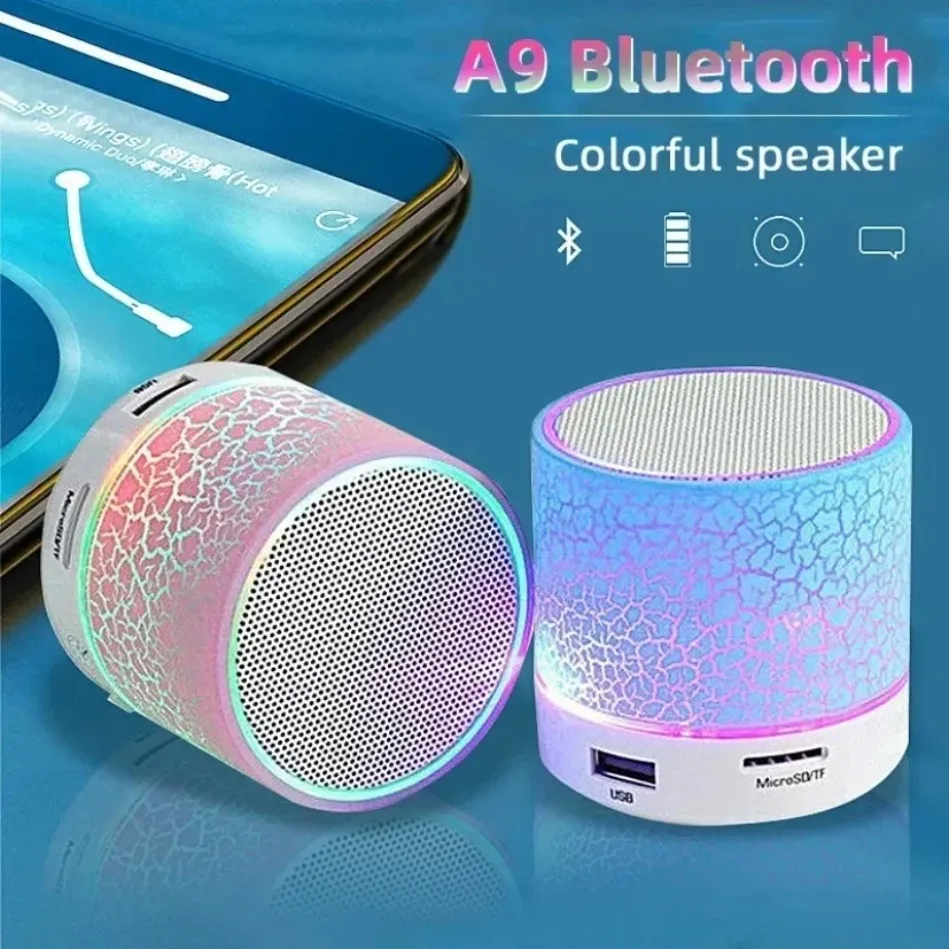 Wireless Mini Speaker, Subwoofer,  LED TF Card USB 7 Colour Light Wireless Mini Speaker, Portable Small Speaker