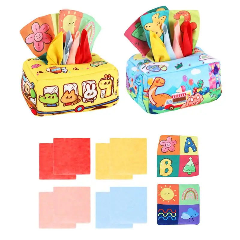 

Tissue Box Toy for Kids Soft Crinkle Sensory Toys Educational Activities & Toddler Toys for Kids Montessori Learning Toys