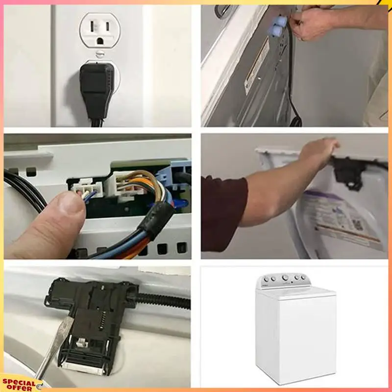 

ABFI W11307244 Переключатель блокировки крышки стиральной машины (3 провода) для Whirlpool, сборка дверцы крышки стиральной машины W10682535, 2 шт.