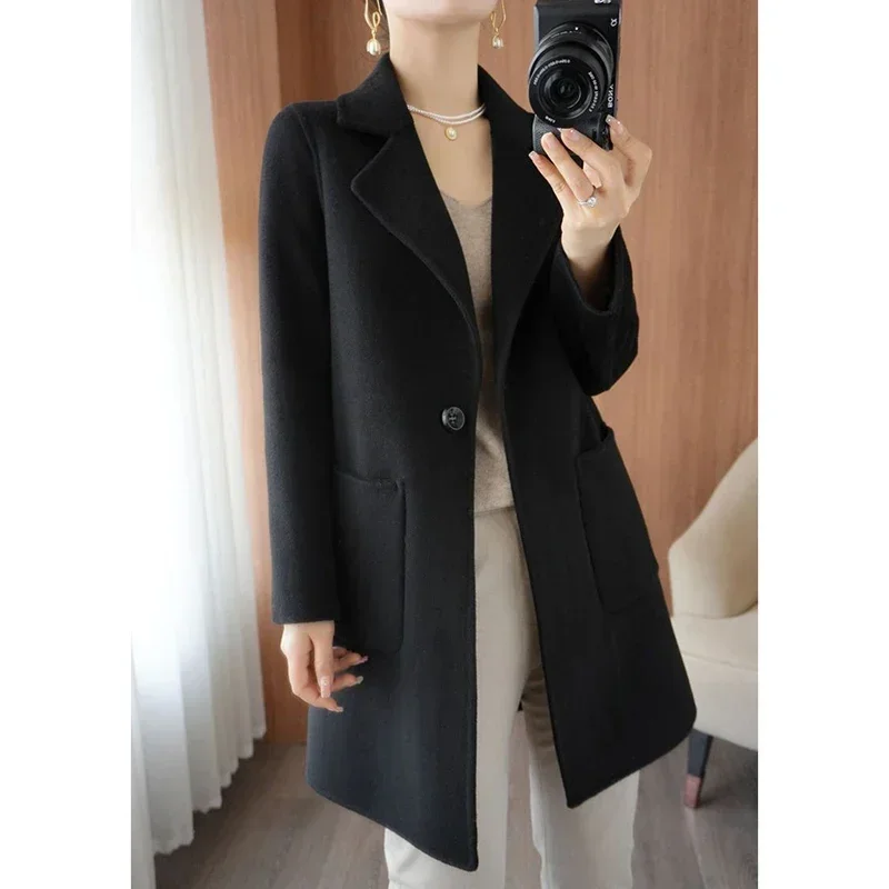 

2024 New Autumn Winter Women Elegant Outside Daily Woolen Coat Lady Korean Style Concise Solid Color Thermal Fleece Coat Jackets