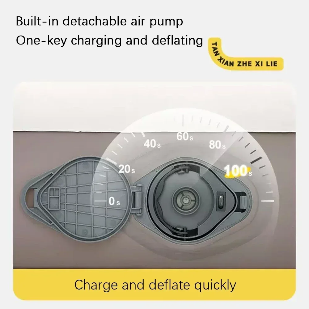 Air Mattress Bed Twin Single Airbed Size with Built-in 2000mah Automatic Electric Pump AC220-240 V PVC Flocking Material Outdoor